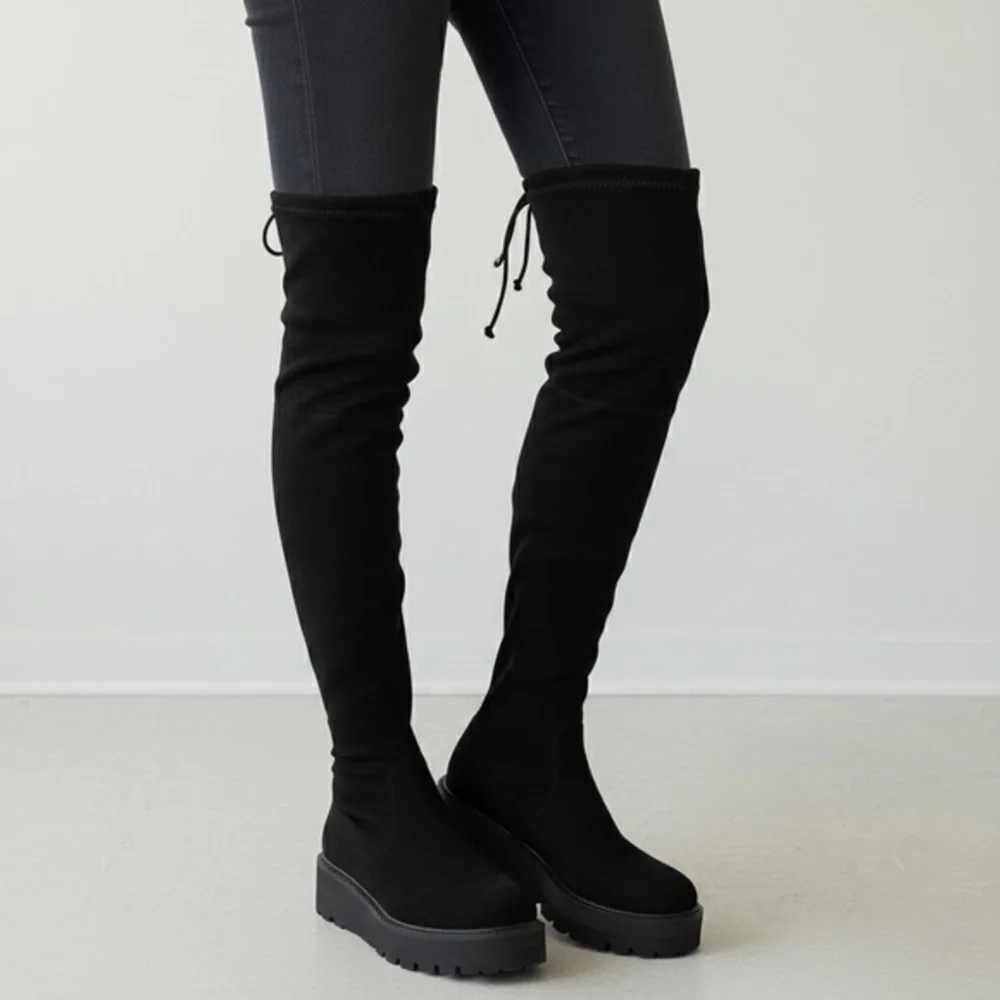 Stuart Weitzman Boots Chalet City Lug Sole Over The Knee Boots Size 8 Black